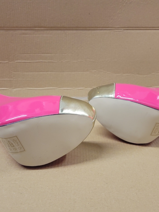 Shoe Dazzle Shoes - Shoe Dazzle Hot Pink Flats with Gold Toe Cap